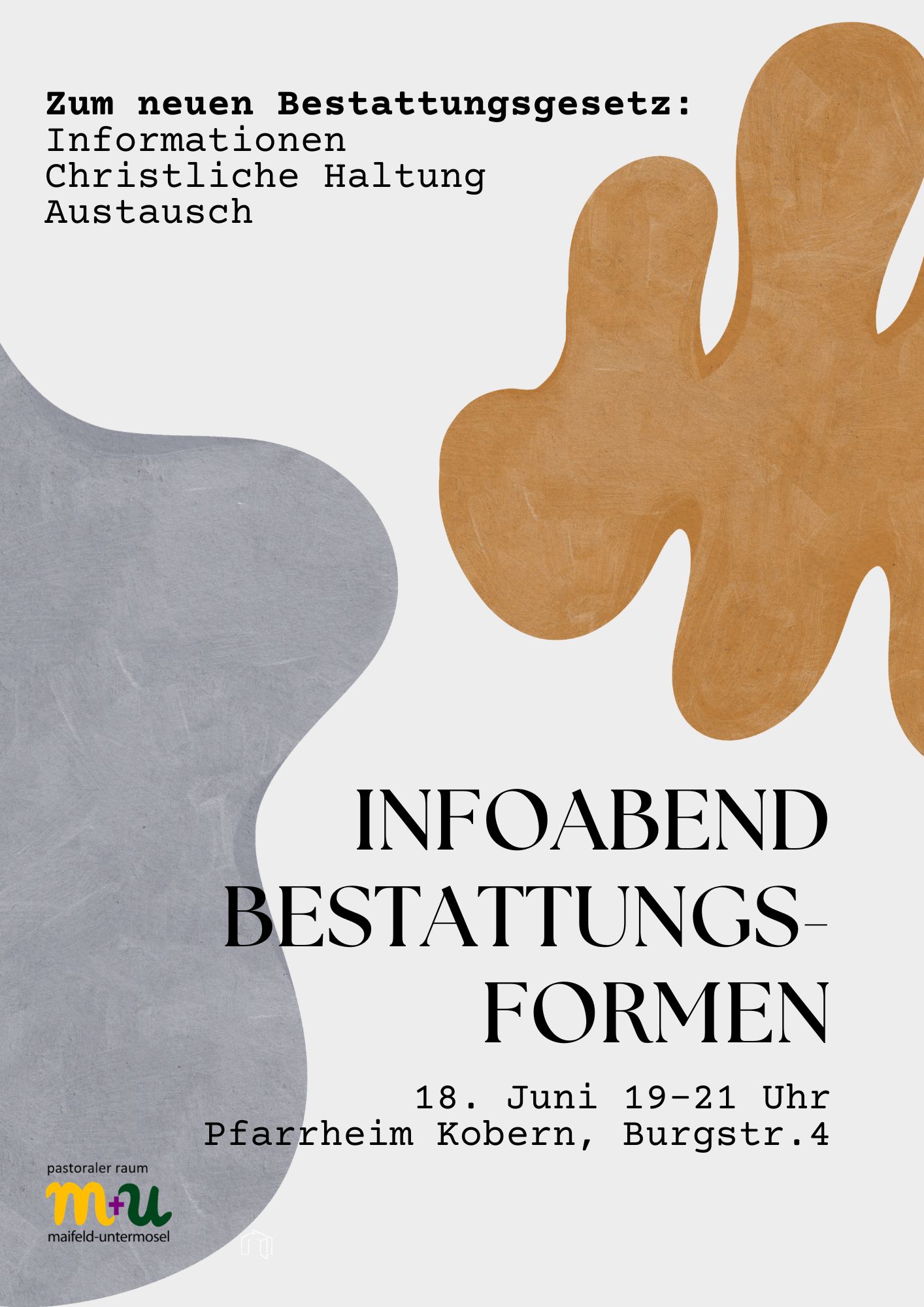 Man sieht die Einladung zum Infoabend des Pastoralen Raums Maifeld Untermosel zum Infoabend Bestattungsformen