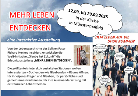 Man sieht die Einladung der Kirchengemeinde Maifeld zur Ausstellung vom 12. - 29.09.2025