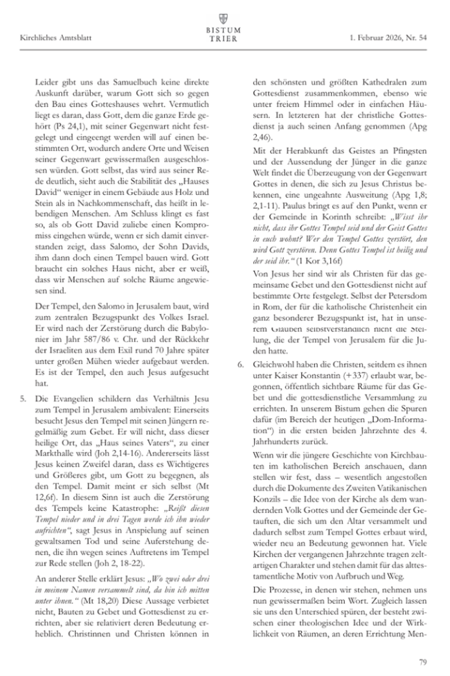 Es ist das Schreiben des Bischofs von Trier zur Immobilien-Strategie 2026-2034 zu sehen