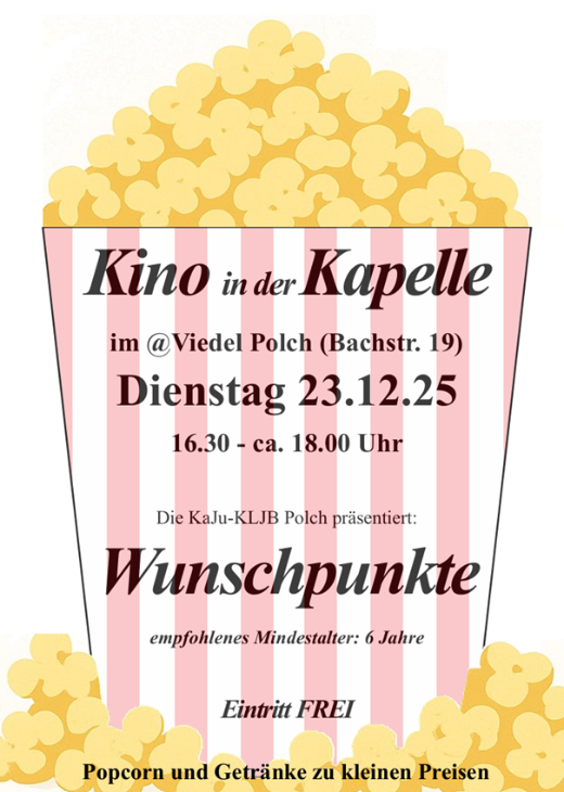 Man sieht die Einladung der KLJB Polch zum Kirchenkino am 23.12.25