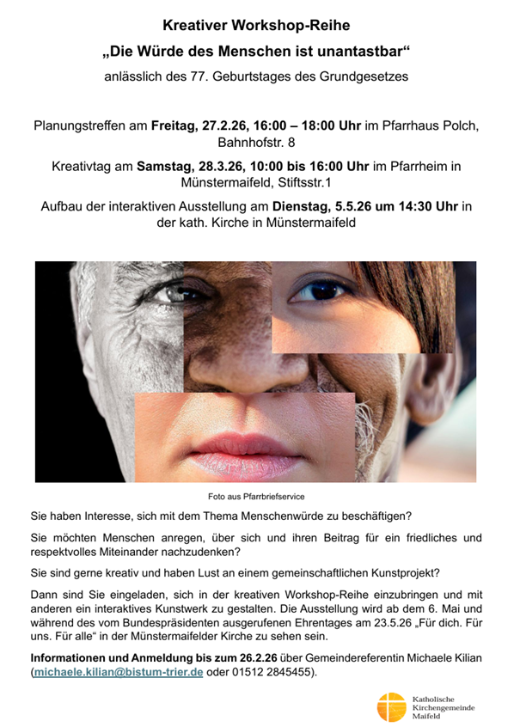 Man sieht die Einladung zu einen Treffen von kreativen Menschen am 27.02.26 - Unter der Leitung von Michaele Kilian