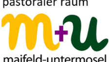 Man sieht das gelb-grüne Logo des Pastoralen Raums Maifeld-Untermosel