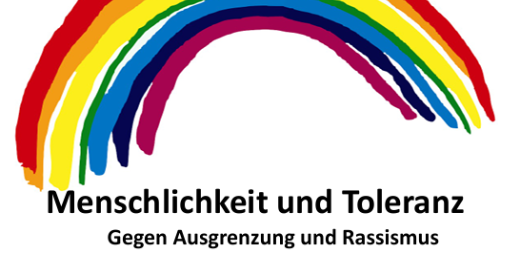 Man sieht das Logo (Regenbogen) zu den Mahnwachen in Polch im Mai und Juni