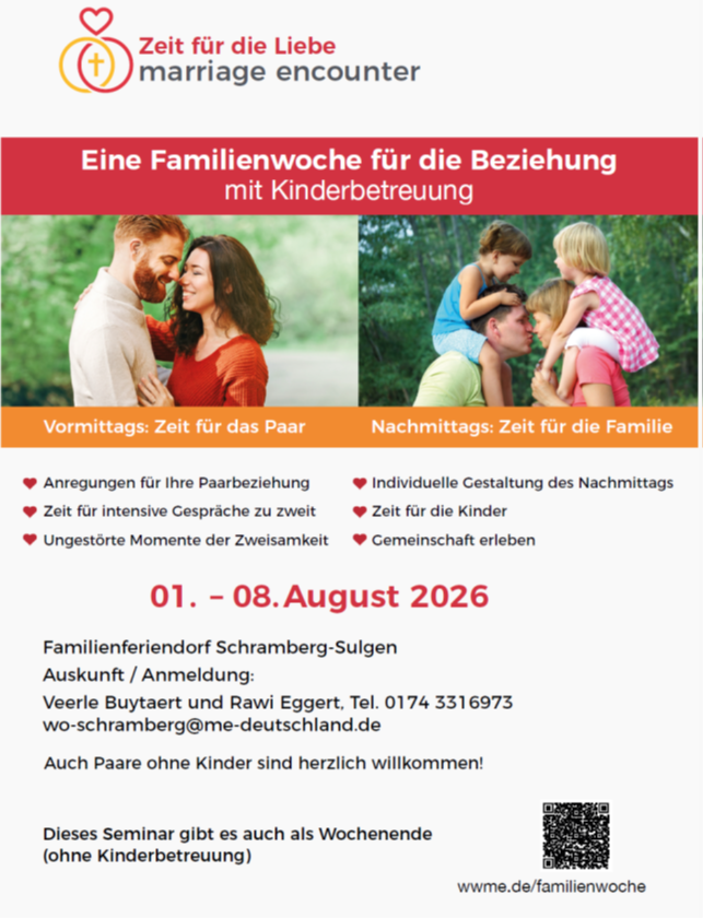 Es ist die Einladung zu einem Familienwochenende von Marriage encounter zu sehen