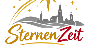 Sternenzeit26 (c) Katholische Kirchengemeinde Maifeld (KI generiert) Man sieht ein KI-generiertes Logo in gelb, rot und grau gehalten mit dem Schriftzug 'Sternenzeit' Advent u. Weihnachten in der Pfarrei Maifeld