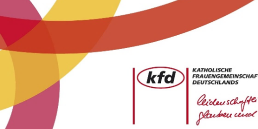 Schwarze Schrift mit rot-gelbem Emblem (c) kfd Deutschlands Schwarze Schrift mit rot-gelbem Emblem
